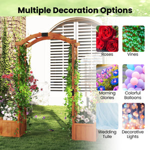Wooden Garden Arbor with Planter Boxes & Climbing Trellis