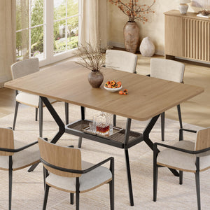 55" Industrial Dining Table with Storage Shelf | Seats 4–6