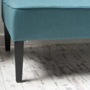 Dark Teal Fabric Loveseat with Matte Black Legs