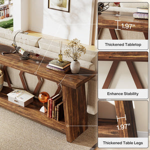 2-Tier Farmhouse Console Table, 70.86" Entryway Sofa Table