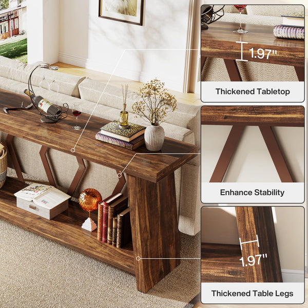 2-Tier Farmhouse Console Table, 70.86" Entryway Sofa Table