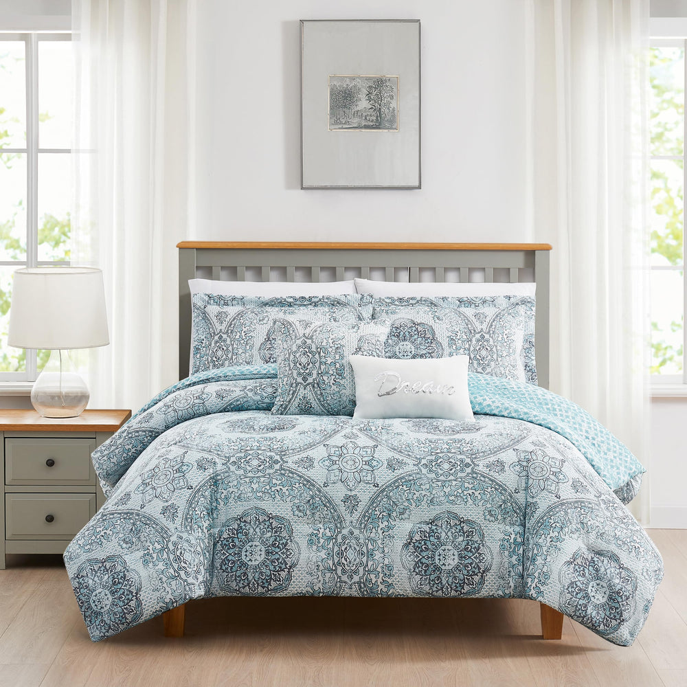 Reversible Queen Comforter Set – 5 Piece Floral Bedding