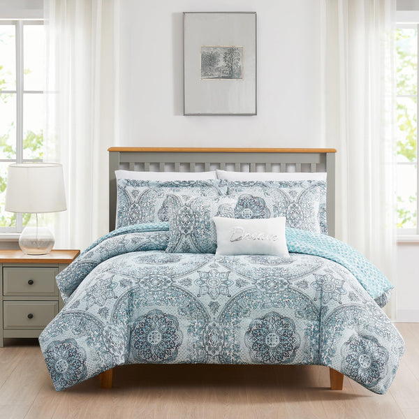 Reversible Queen Comforter Set – 5 Piece Floral Bedding