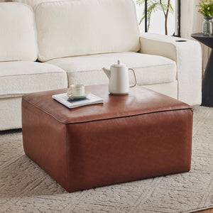 Square Faux Leather Ottoman
