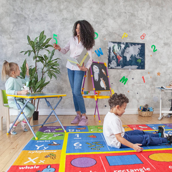 Kids Educational ABC Alphabet Numbers & Shapes Area Rug