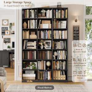 86" Tall 21-Cube Bookshelf – 7-Tier Open Storage Bookcase