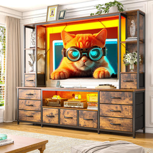 78.6" TV Stand with LED Lights, Drawers & Power Outlets