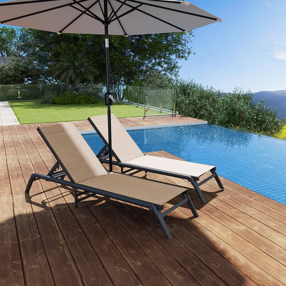 Outdoor Chaise Lounge Chairs Set of 2 – Foldable, Adjustable Backrest