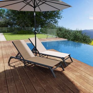 Outdoor Chaise Lounge Chairs Set of 2 – Foldable, Adjustable Backrest