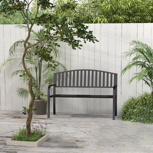 50-Inch Metal Outdoor Bench with Armrests