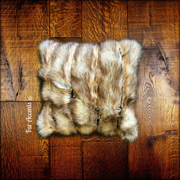 Brown Faux Fur Pillow Cover Sham 16x16 — Two-Sided, Handmade