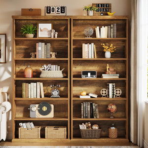 6-Tier Industrial Bookshelf, 71" Tall Freestanding Bookcase