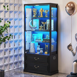 Glass Display Cabinet with LED Lights & Body Sensor