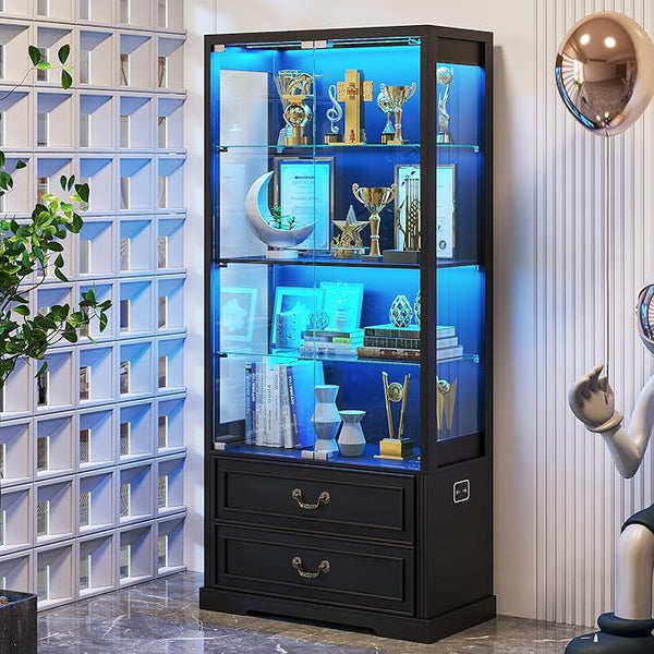 Glass Display Cabinet with LED Lights & Body Sensor