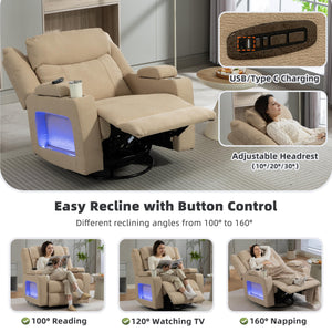 Oversized Power Recliner with Massage, Heat & Swivel Rocker