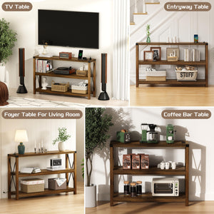 Entryway Console Table with Outlets, USB Ports & 3-Tier Open Shelves