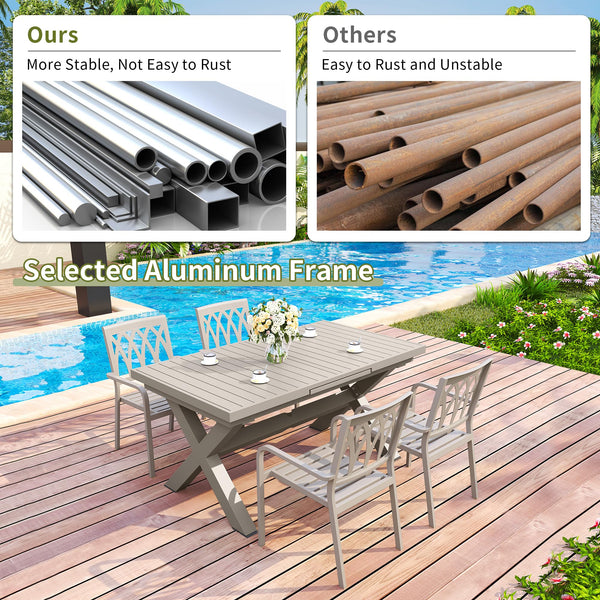 Expandable Outdoor Dining Table for 8