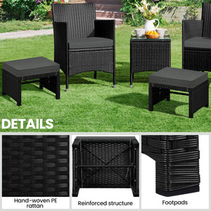 Outdoor Wicker Ottoman Set of 2 with Removable Cushion