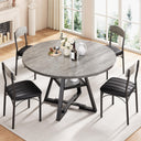 Round Dining Table Set for 4 – 47" 5-Piece with Storage Shelf