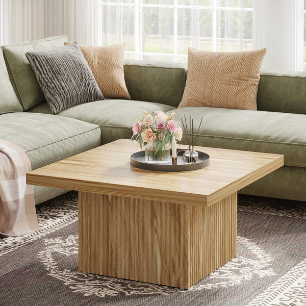 Square Fluted Coffee Table – Mid-Century Modern