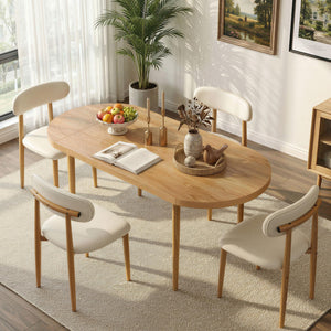 5-Piece Drop Leaf Dining Table Set with 4 Upholstered Chairs