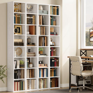 8-Tier Tall Narrow Bookshelf Set of 2, 71" Corner Bookcase