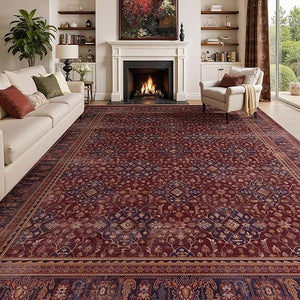 9x12 Moroccan Boho Area Rug – Washable, Non-Slip, Low Pile