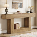 63-Inch Farmhouse Console Table with U-Shaped Base & Lower Shelf