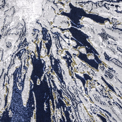 Abstract Grey Blue Washable Area Rug
