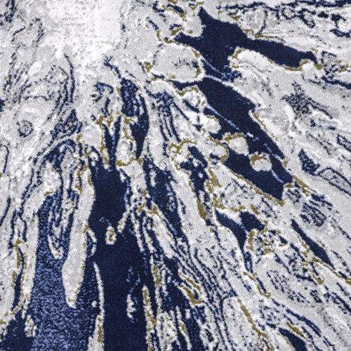 Abstract Grey Blue Washable Area Rug