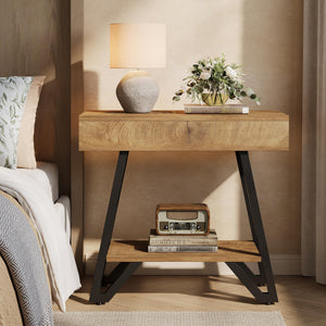 2-Tier Narrow Side Table with Storage Shelf – Set of 2