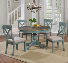 5-Piece Round Dining Table Set with Cross Back Chairs