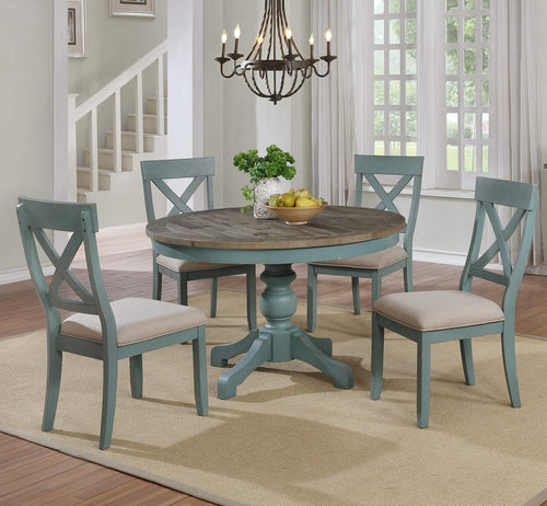 5-Piece Round Dining Table Set with Cross Back Chairs