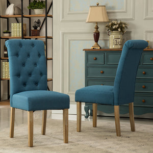 Tufted Parsons Dining Chair Set of 2 – Upholstered High-Back Wood Frame