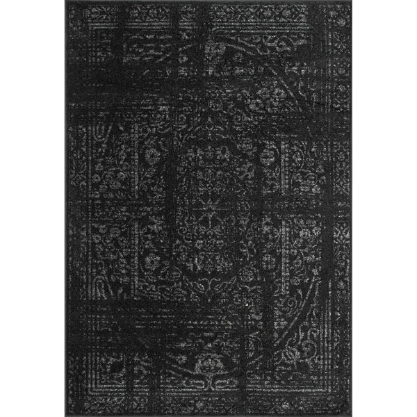 Vintage Medallion Area Rug 10x14 – Polypropylene Indoor Rug, Black & Grey