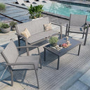 4-Piece Outdoor Patio Furniture Set with Glass Coffee Table