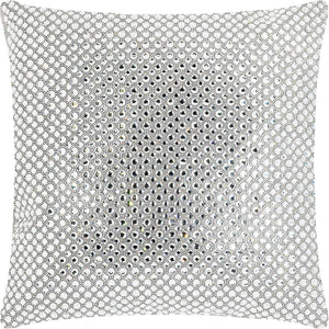Decorative Throw Pillow with Pearl & Rhinestone Embellishment