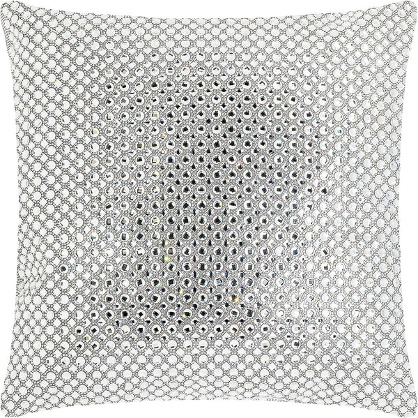 Decorative Throw Pillow with Pearl & Rhinestone Embellishment