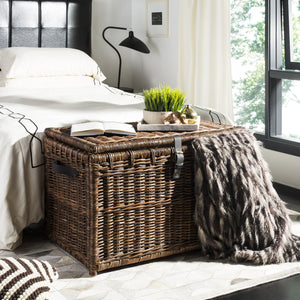 Wicker Storage Trunk with Lid – Collapsible Rattan Chest
