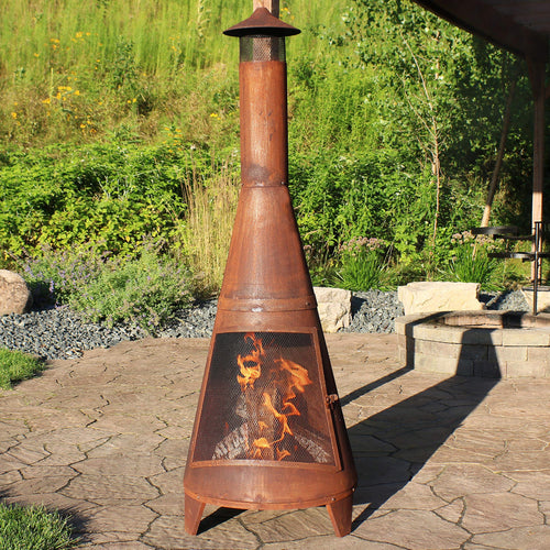 70-Inch Steel Chiminea Wood-Burning Outdoor Fireplace