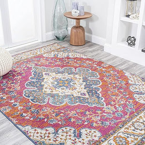 10x14 Boho Medallion Floral Area Rug – Polypropylene, Indoor, Non-Shedding