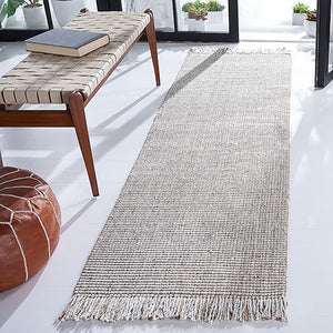 Handmade Jute & Polyester Runner Rug 2'3" x 10' – Fringe Boho Area Rug