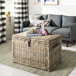 35" Wicker Storage Trunk – Collapsible Rattan Chest with Lid
