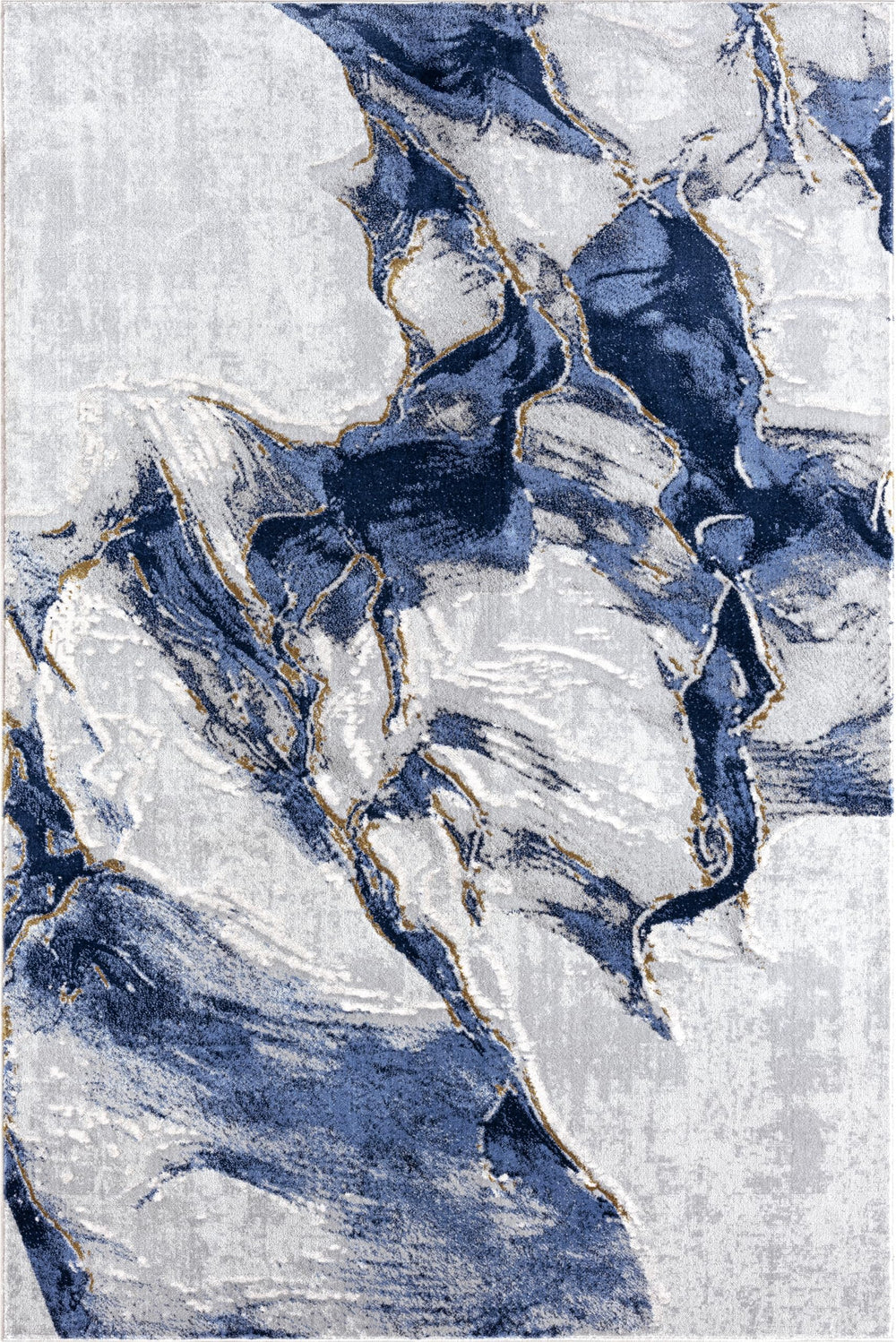 Abstract Grey Blue Area Rug – Machine Washable, Non-Shedding