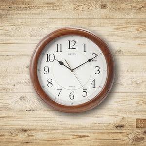 Dark Brown Oak Wall Clock with Quiet Sweep Second Hand