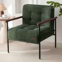 Modern Upholstered Accent Chair with Wood Armrests