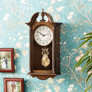 Triple-Chime Pendulum Wall Clock – Brown Cherry