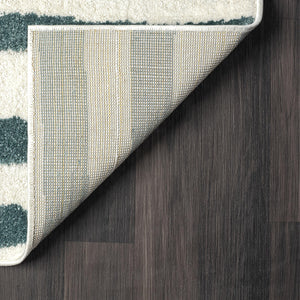 Modern Lines Area Rug – Cream & Green Geometric Design