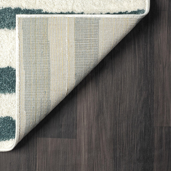 Modern Lines Area Rug – Cream & Green Geometric Design