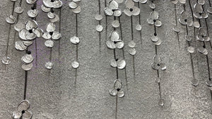 Abstract Oil Painting on Canvas – Silver Flower Wall Art